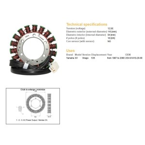 Dze Uzwojenie Alternatora Stator Yamaha XV 535 Virago '87-'00 (OEM 2GV-81410-20-00)