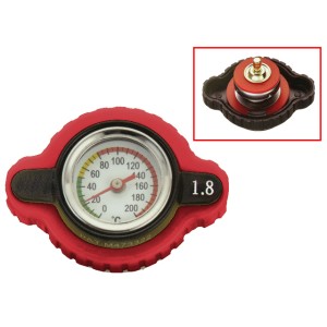 Korek do chłodnicy z wskaznikiem temperatury do motocykli Honda, Kawasaki, Suzuki, Yamaha - czerwony