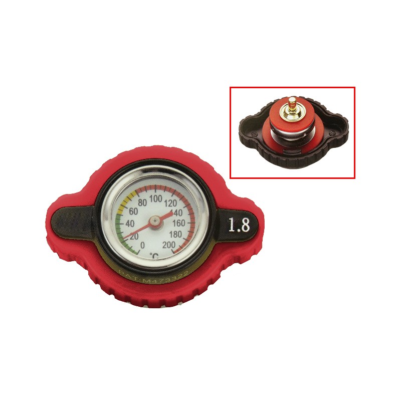 Korek do chłodnicy z wskaznikiem temperatury do motocykli Honda, Kawasaki, Suzuki, Yamaha - czerwony