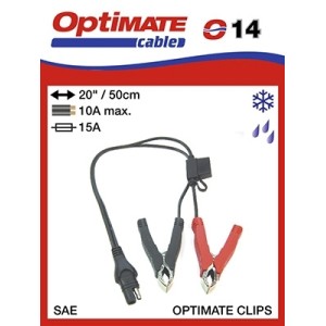 Przewód z krokodylkami i bezpiecznikiem 15A do ładowarek na złącze SAE - 50cm
