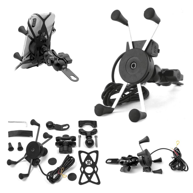 UCHWYT MOTOCYKLOWY BIKETEC TYP RAM XL USB z ładowarką na telefon