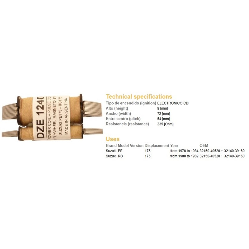 Cewka zapłonowa do Suzuki PE 175 i RS 175 - OEM 32150-40520 + 32140-39160