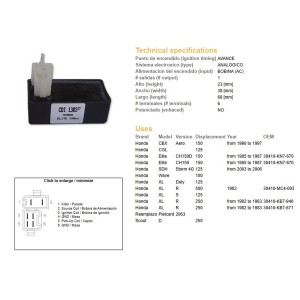 dze moduł zapłonu cdi honda xl 250r \'82-\'83; xl 500r \'82; ch 150 \'85-\'87