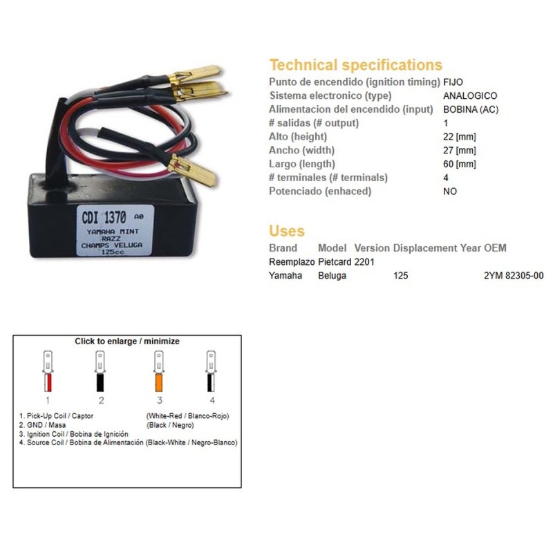Moduł zapłonu CDI Yamaha Beluga 125 - 2YM 82305-00