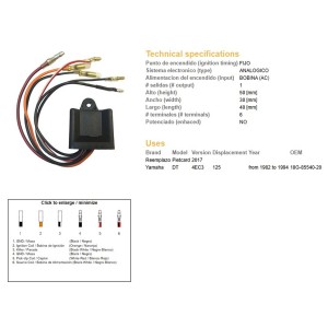 Moduł zapłonu CDI Yamaha DT 125 '82-'94 - OEM-18G-85540-20