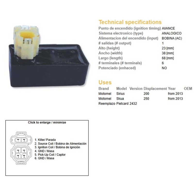 Moduł zapłonu CDI Motomet Sirius 200/250 '13