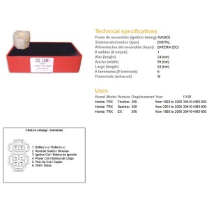 Moduł zapłonu CDI Honda TRX 300 Fourtrax '93-'00; 300EX '93-'06; 300 Sportrax '01-'05
