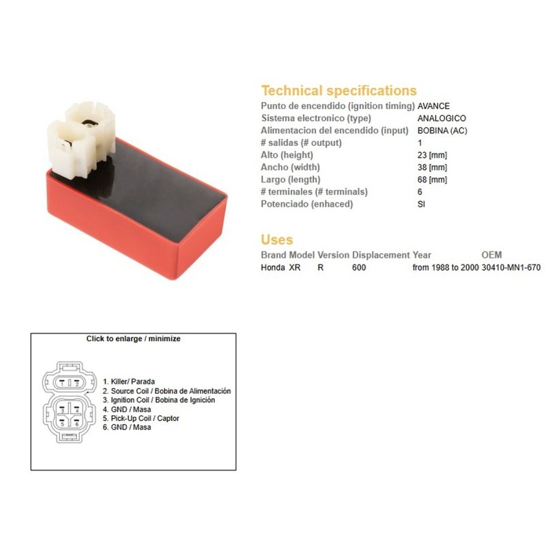 dze moduł zapłonu cdi honda xr 600 r \'88-\'00 (30410-mn1-670)