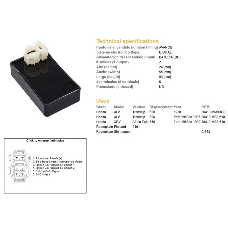 Moduł zapłonu CDI do Honda XL 600V Transalp i XRV 650 Africa Twin