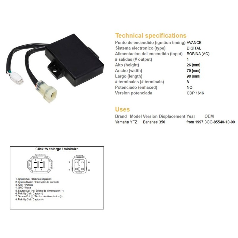Moduł zapłonu CDI Yamaha YFZ 350 Banshee '97 - 3GG-85540-10-00