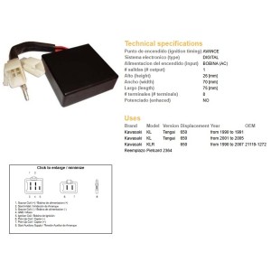 Moduł zapłonu CDI Kawasaki KLR 650 '90-'07; KL 650 Tengai '90-'05