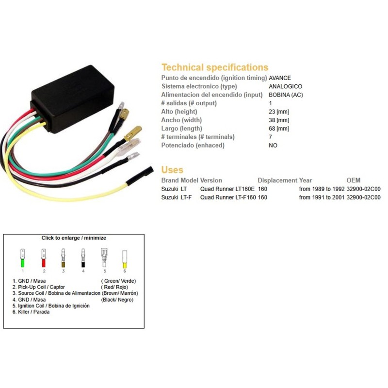 Moduł zapłonu CDI Suzuki LT 160E Quad Runner '89-'92; LT-F 160 Quad Runner '91-'01 (OEM 32900-02C00)