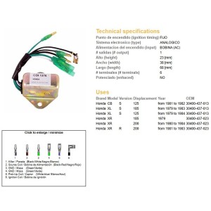 Moduł zapłonu CDI do motocykli Honda XL 125S, CB 125S, XL 185S, XR 185 i XR 200R
