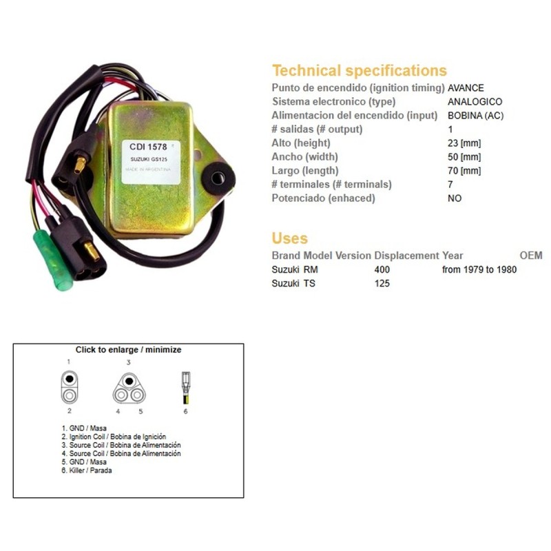 Moduł zapłonu CDI Suzuki TS 125; RM 400 '79-'80