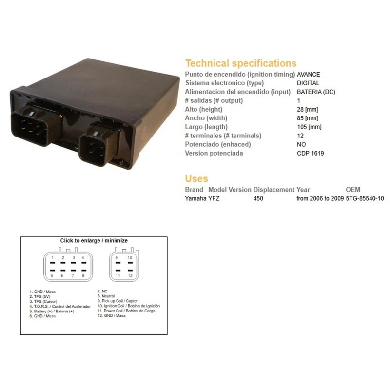 Moduł zapłonu CDI Yamaha YFZ 450 '06-'09 (OEM-5TG-85540-10)