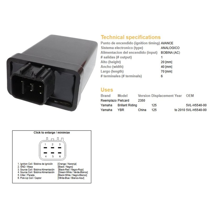 Moduł zapłonu CDI Yamaha YBR 125 (OEM-5VL-H5540-00)