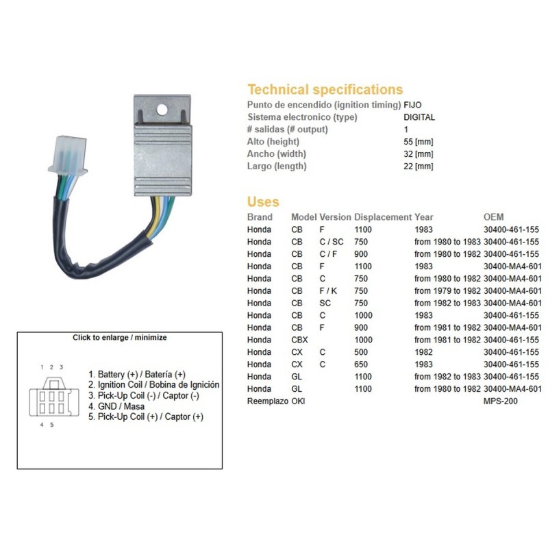 Moduł zapłonu CDI do Hondy CB 650/750/900/1100F, CBX 1000