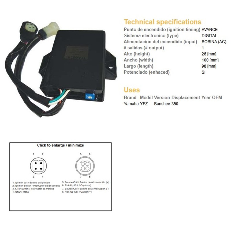 Moduł zapłonu CDI Yamaha YFZ 350 Banshee Multimapa