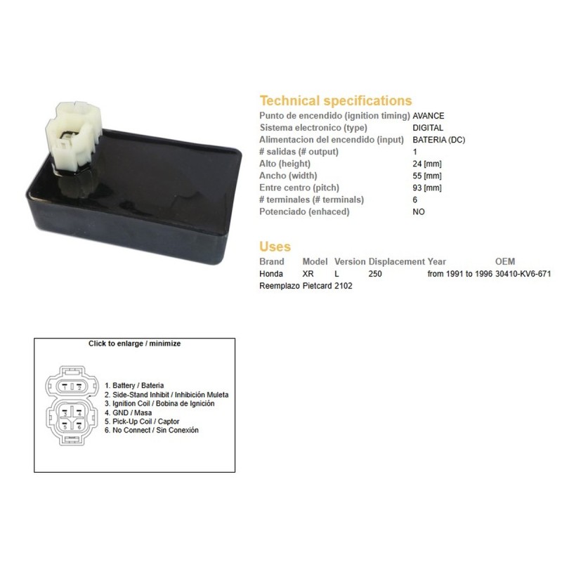 Moduł zapłonu CDI Honda XR 250L \'91-\'96 (30410-KV6-671) - Sklep Moto