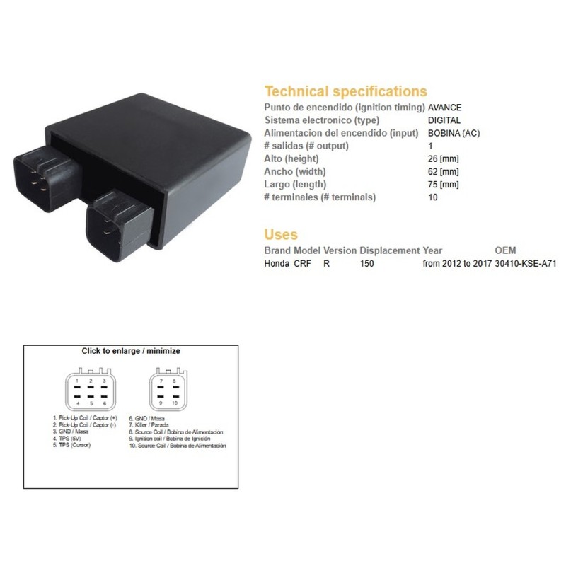 Moduł zapłonu CDI Honda CRF 150R '12-'17 (30410-KSE-A71) - Sklep Moto