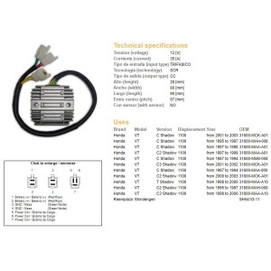 Regulator napięcia Honda VT 1100C/C2/C3 Shadow '87-'03 (35A) (31600-MAH-008) (ESR120) (SH541G-11)