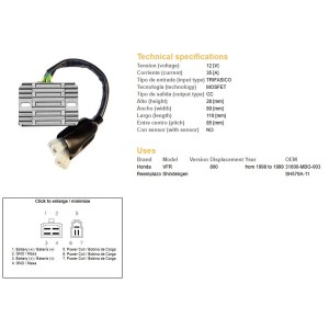 DZE REGULATOR NAPIĘCIA HONDA VFR 800 '98-'99 (31600-MBG-003)