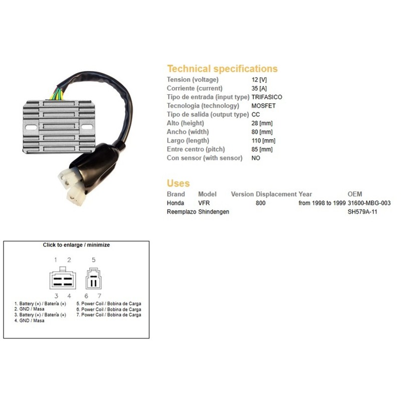 DZE REGULATOR NAPIĘCIA HONDA VFR 800 '98-'99 (31600-MBG-003)
