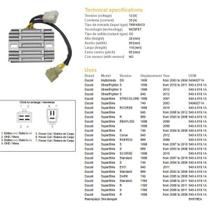 DZE REGULATOR NAPIĘCIA DUCATI DS 1000 MULTISTRADA '03-'04; DUCATI 749/848/999/1098/1099/1198 - Opis, Cena, Sklep