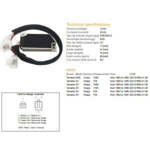 Regulator napięcia Yamaha XV 535, XV 700, XV 750, XV 1000 Virago - DZE