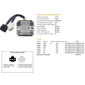 Regulator napięcia dla Honda SH 125/150 '05-'12 (35A) - ESR910
