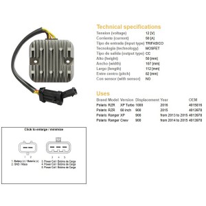 Regulator napięcia DZE Polaris Ranger 900 '13-'15; RZR 900/1000 '15 (50A) (4013978) (ESR829)
