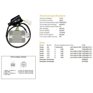 DZE Regulator napięcia do Honda CB 900F Hornet i VTX 1300S/R/C