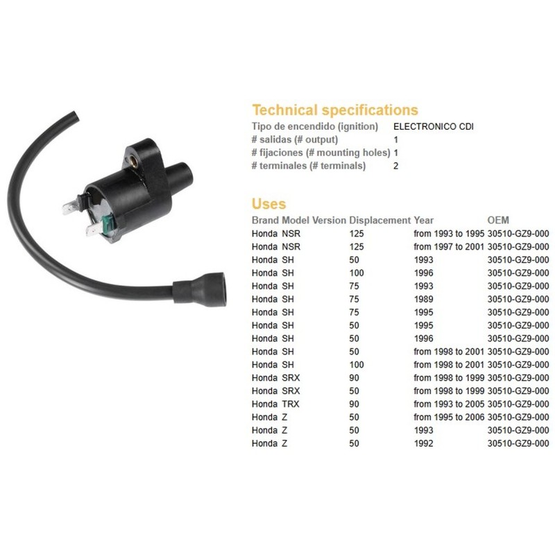 Cewka zapłonowa do Honda NSR 125 '93-'01 TRX90 '93-'05