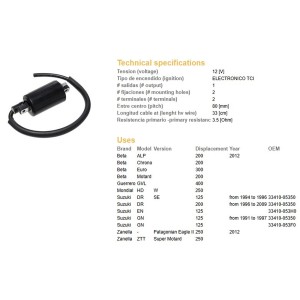 Cewka zapłonowa do Suzuki DR 125SE '94-'96, GN 125 '91-'97 (33410-05350, 33410-053F0)