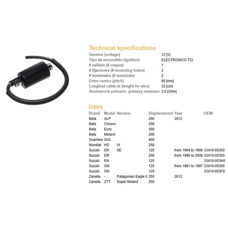 Cewka zapłonowa do Suzuki DR 125SE '94-'96, GN 125 '91-'97 (33410-05350, 33410-053F0)