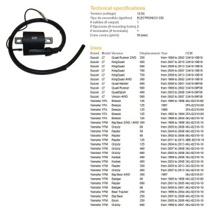 Cewka zapłonowa do Suzuki DRZ 400, King Quad 700/750, Yamaha Grizzly/Raptor/Kodiak