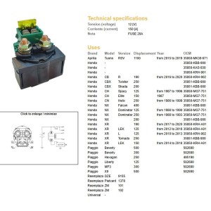 Dze Przekaźnik Rozrusznika Honda (150A) - Zastępuje 9160-01 - Przekaźnik Uniwersalny