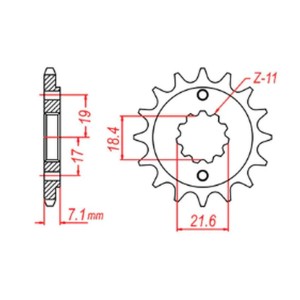 MTX PARTS ZĘBATKA PRZEDNIA 2067 14 HONDA CRF 250L '13-'15 (JTF1321.14)