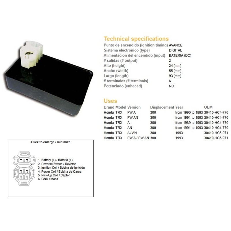 Moduł zapłonu CDI Honda TRX 300 '89-'93 (30410-HC4-770;30410-HC5-971)