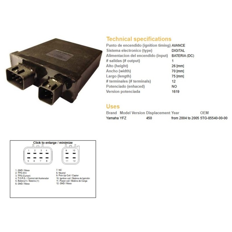 Moduł zapłonu CDI Yamaha YFZ 450 '04-'05 (5TG-85540-00-00)