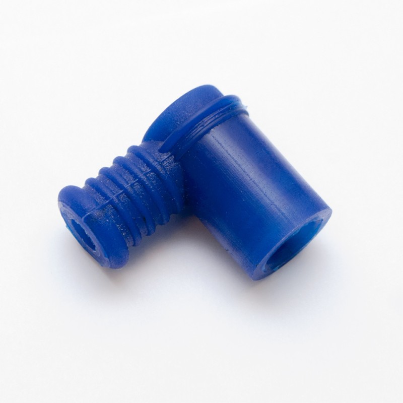Fajka na świecę silikonowa krótka, wodoodporna, kąt 90 stopni, baryłka (niebieska)