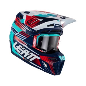 Kask Leatt Moto 8.5 V23 + Gogle Velocity 5.5 Gratis - Royal Granatowy/Czerwony/Niebieski - Rozmiar M