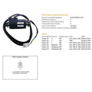 Cewka zapłonowa Honda CB 400T '78-'83; CB 450 Nighthawk '82-'85 (OEM 30530-413-003)