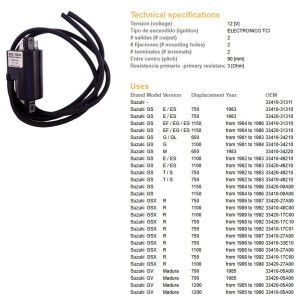 Cewka zapłonowa Suzuki GS 650G/GL '81-'83, GS 750E/ES '82-'83, GS 1100E/ES '82-'83, GS 1150EF/EG/ES '84-'87, GSX 750