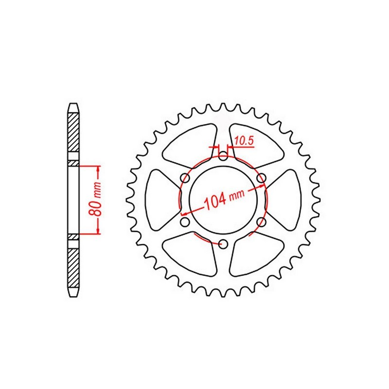 Zębatka tylna 478 43 Kawasaki ZX6R '05-'17, Z 750 (47843JT) (ł. 520) (srebrna)