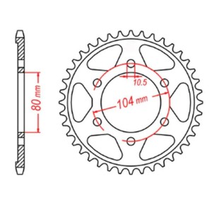 Zębatka tylna MTX PARTS 43 zęby Kawasaki ZX750R, Ninja, KLZ Versys (12-) (JTR1489.43)