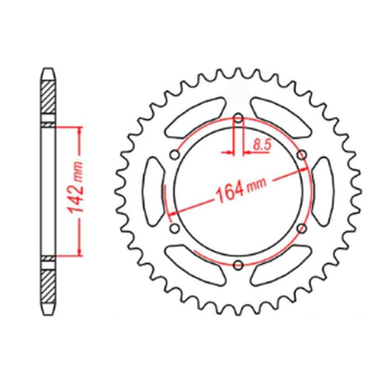 Zębatka tylna 44 zęby Hyosung GT 650 '04-'15 - MTX PARTS (JTR1074.44)