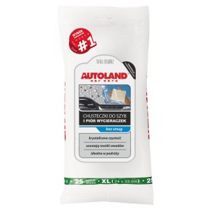 Chusteczki do szyb i piór Autoland (25 szt) - skuteczne oczyszczanie