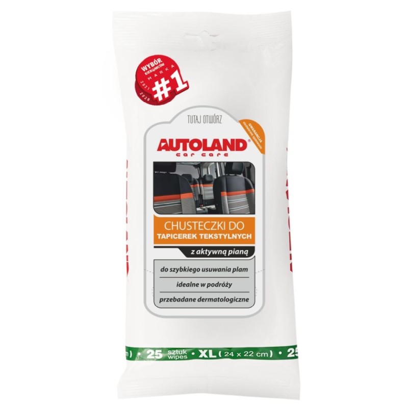Autoland Chusteczki do tapicerki tekstylnych (25 szt) - Skuteczne czyszczenie tapicerki