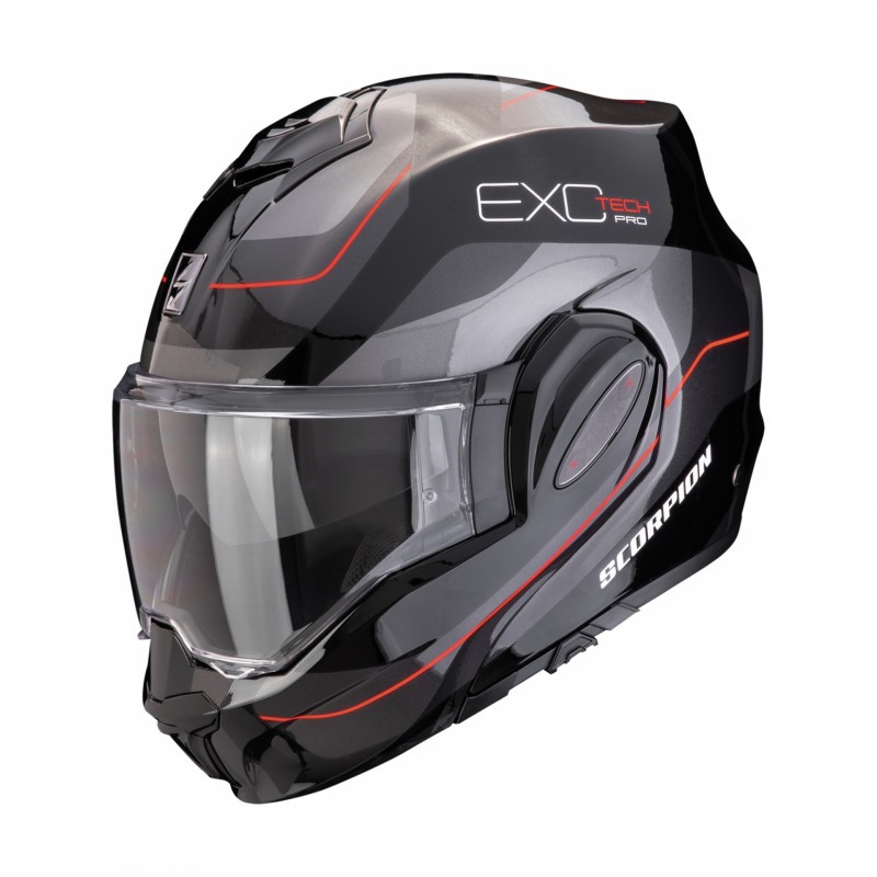 Kask szczękowy Scorpion Exo-Tech Pro Commuta czarny/srebrny/czerwony XL